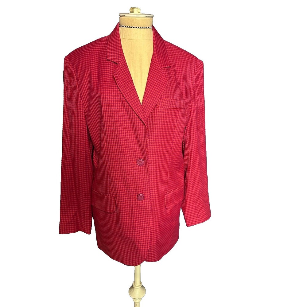 Jon-Michael Red Purple Checkered Retro Blazer 8